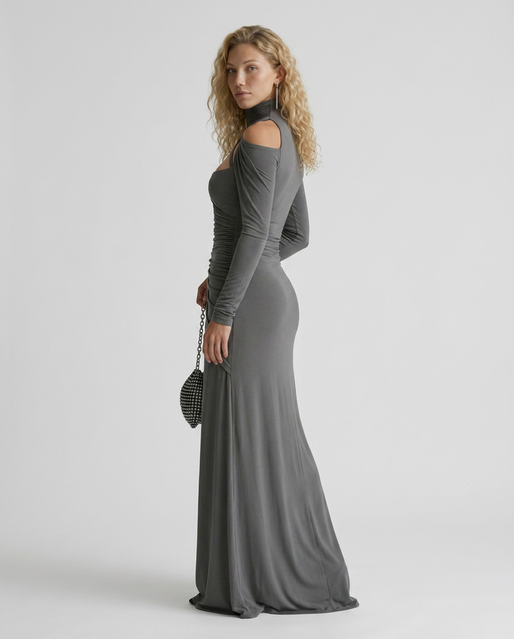 Queen | Ruched Maxi Dress with Cut-Out Detail