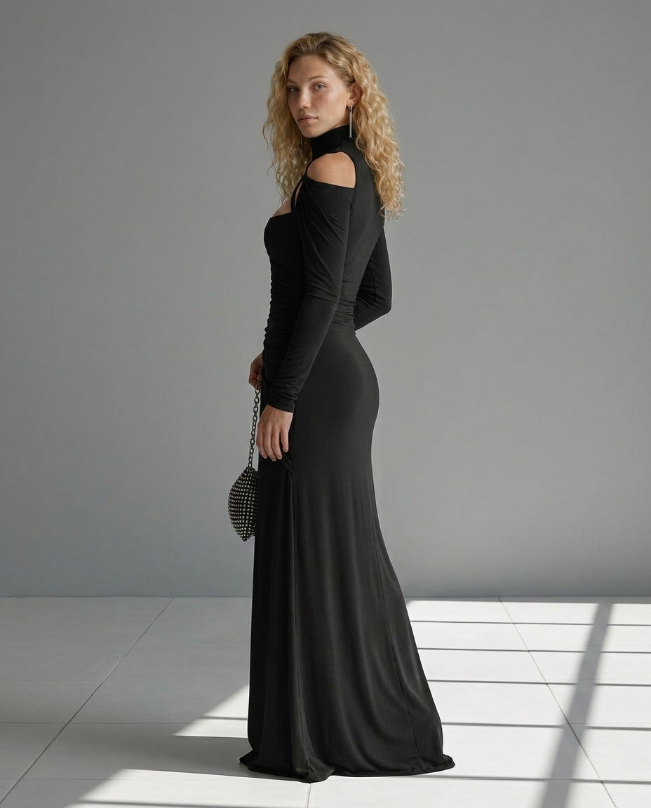 Queen | Ruched Maxi Dress with Cut-Out Detail