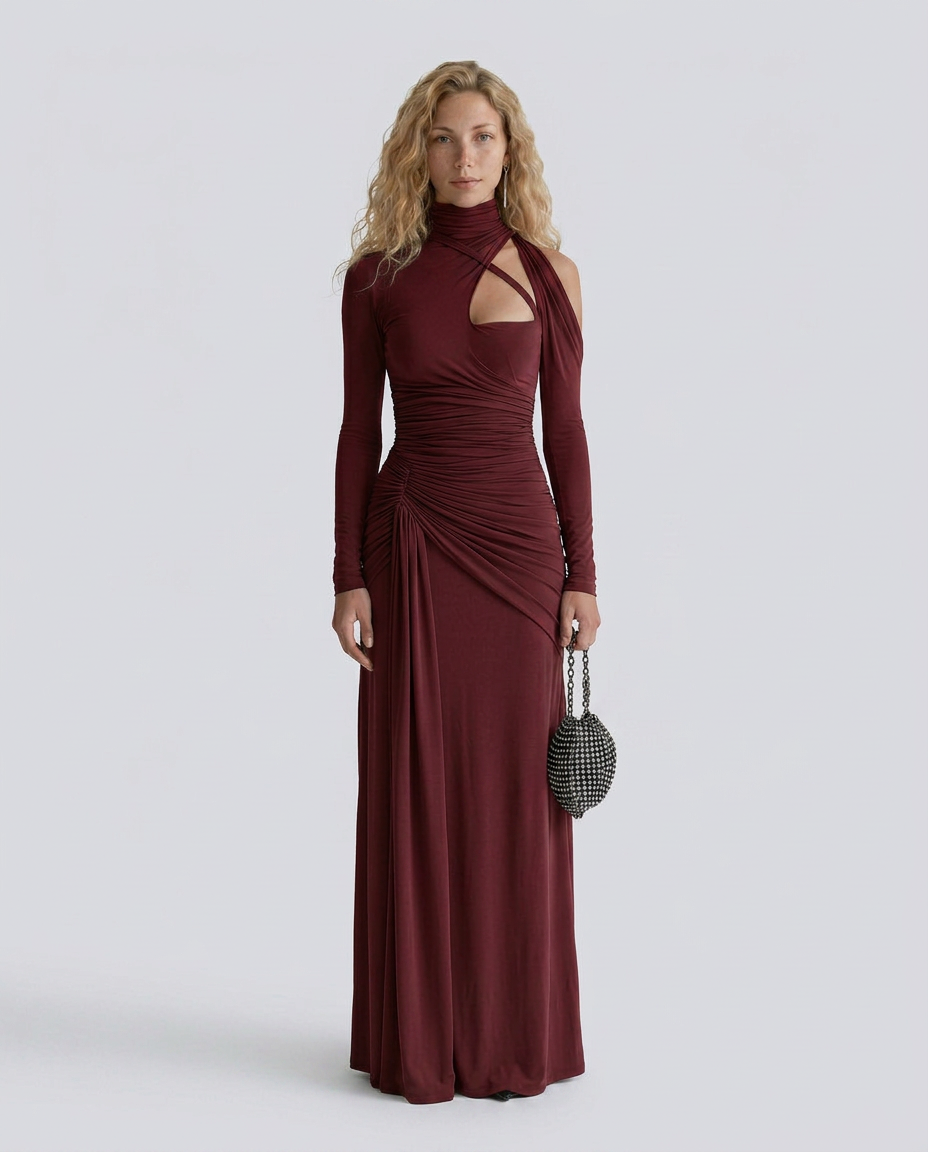 Queen | Ruched Maxi Dress with Cut-Out Detail