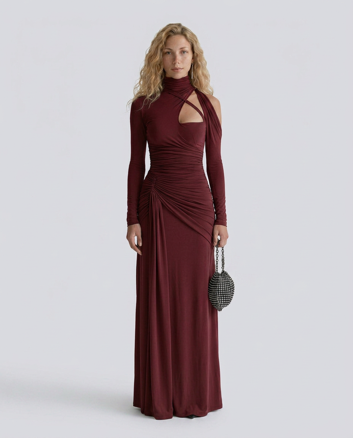 Queen | Ruched Maxi Dress with Cut-Out Detail