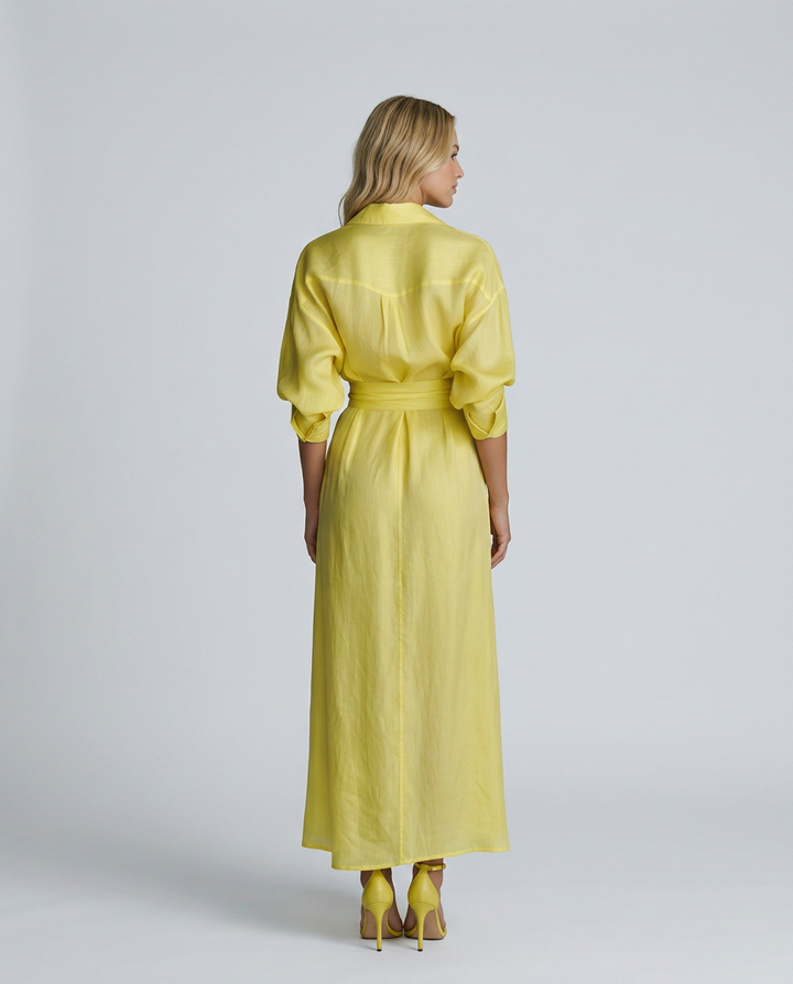 Leigh | Maxi Shirt Dress with Tie Waist