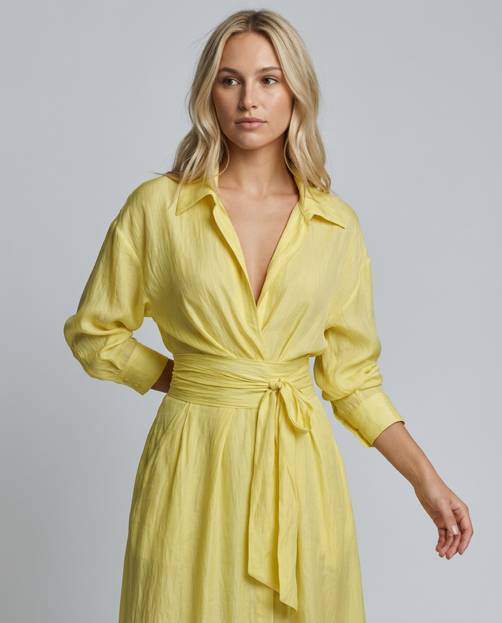 Leigh | Maxi Shirt Dress with Tie Waist