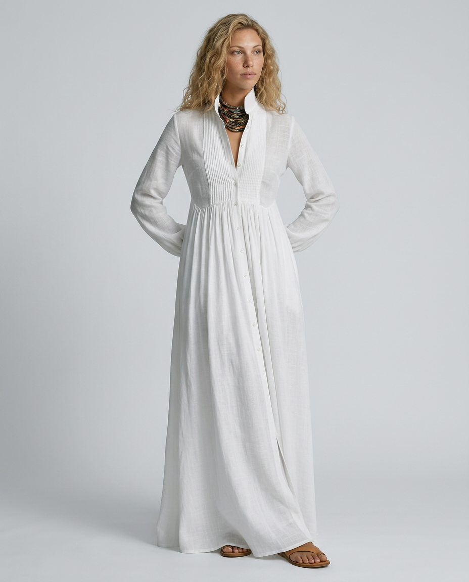 Shawn | Patchwork Maxi Dress with Stand Collar