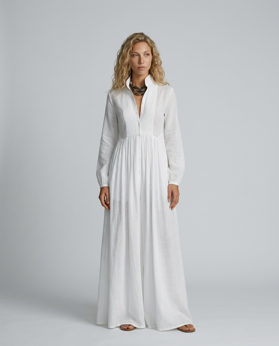 Shawn | Patchwork Maxi Dress with Stand Collar