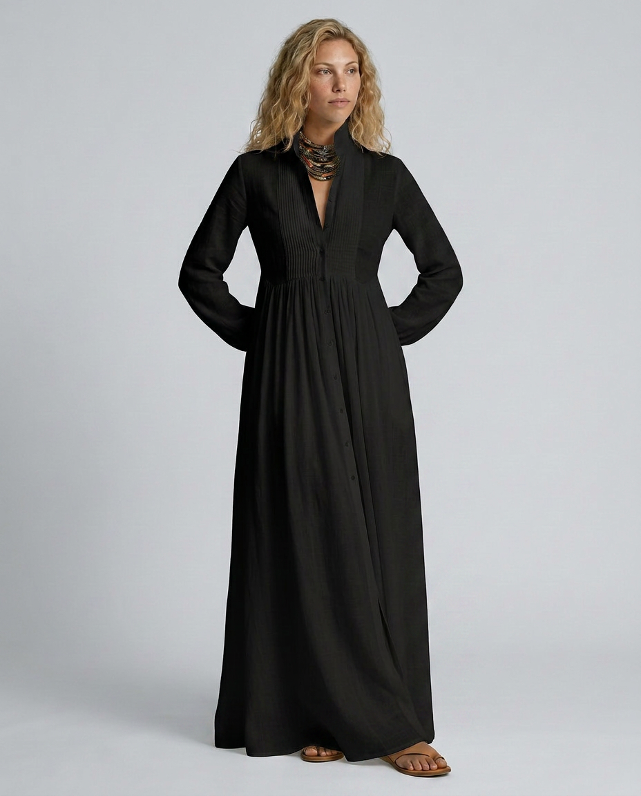 Shawn | Patchwork Maxi Dress with Stand Collar