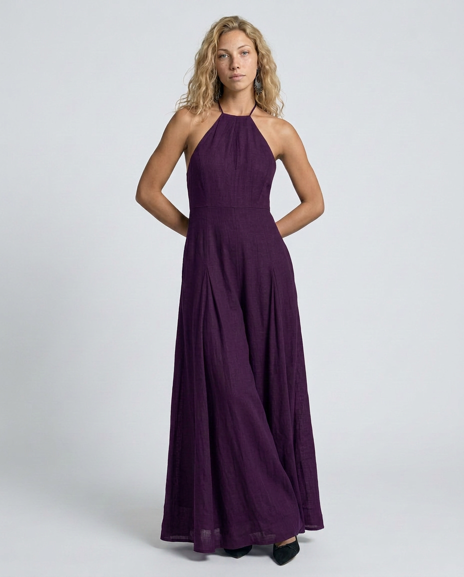 Molly | Halter Neck Maxi Dress with Flowing Skirt