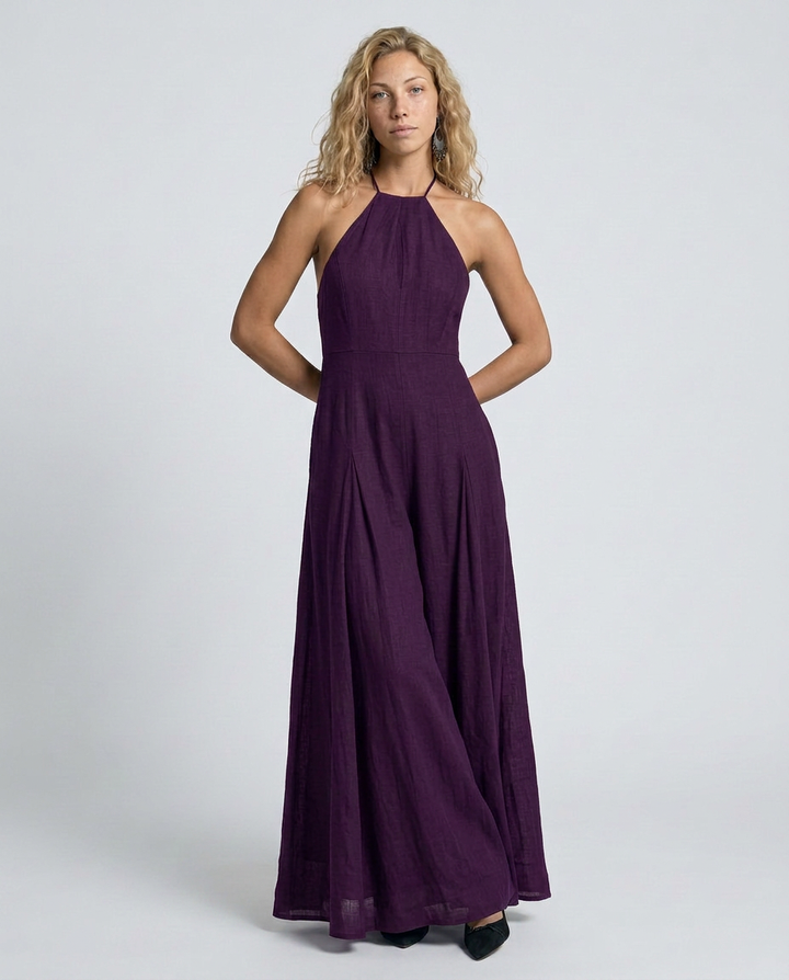 Molly | Halter Neck Maxi Dress with Flowing Skirt