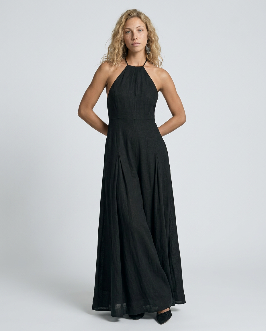 Molly | Halter Neck Maxi Dress with Flowing Skirt
