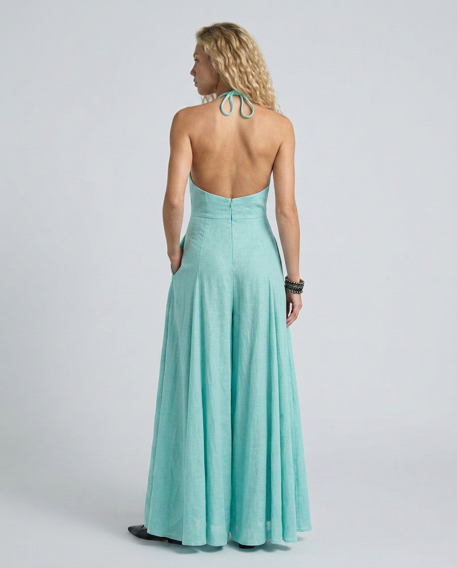 Molly | Halter Neck Maxi Dress with Flowing Skirt