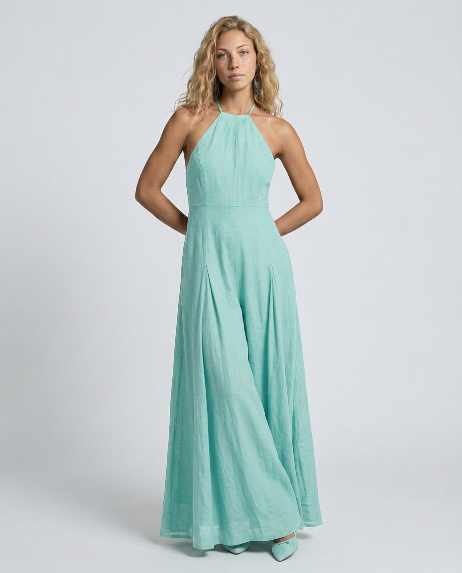 Molly | Halter Neck Maxi Dress with Flowing Skirt