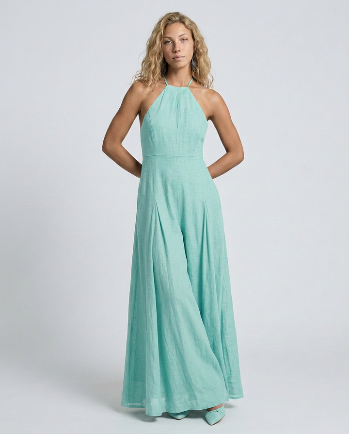 Molly | Halter Neck Maxi Dress with Flowing Skirt