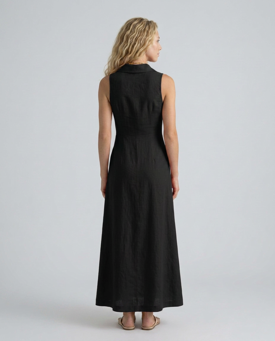 Alexis | Linen-Blend Sleeveless Maxi Shirt Dress