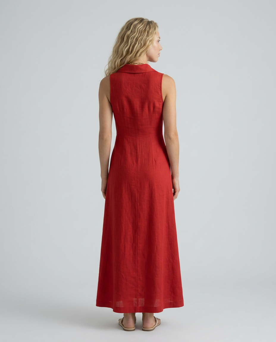 Alexis | Linen-Blend Sleeveless Maxi Shirt Dress