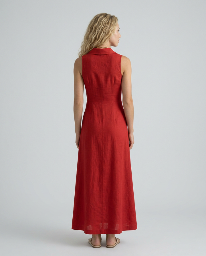 Alexis | Linen-Blend Sleeveless Maxi Shirt Dress