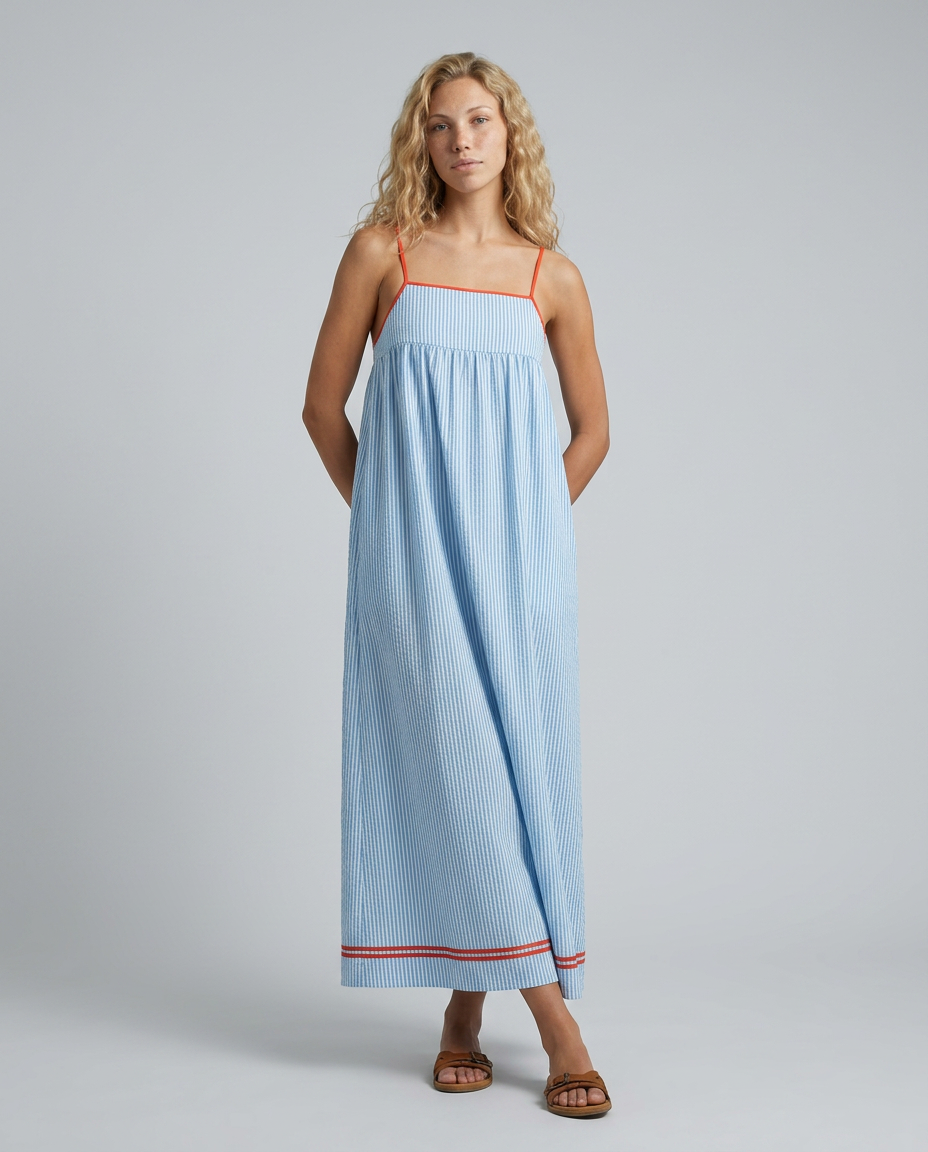Gayle | Striped Maxi Dress with Spaghetti Straps