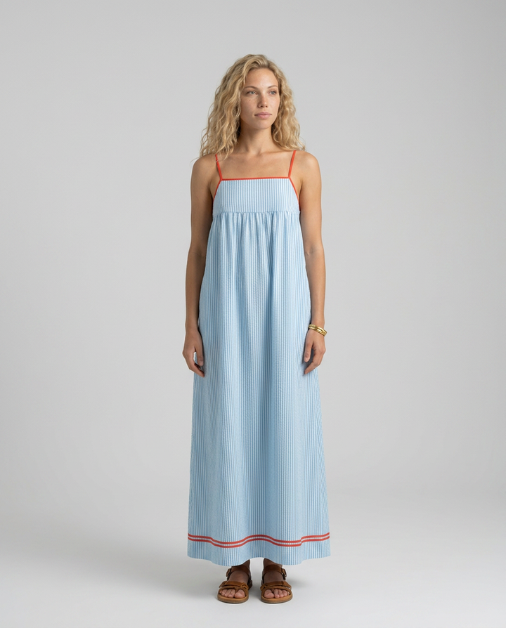 Gayle | Striped Maxi Dress with Spaghetti Straps