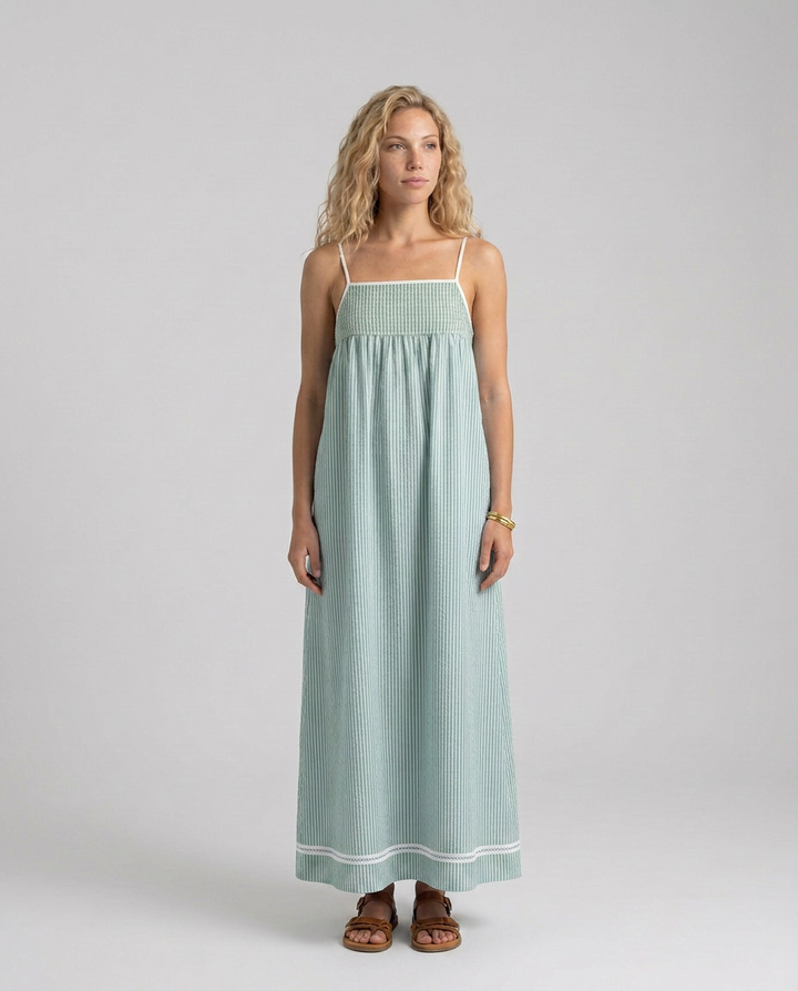 Gayle | Striped Maxi Dress with Spaghetti Straps