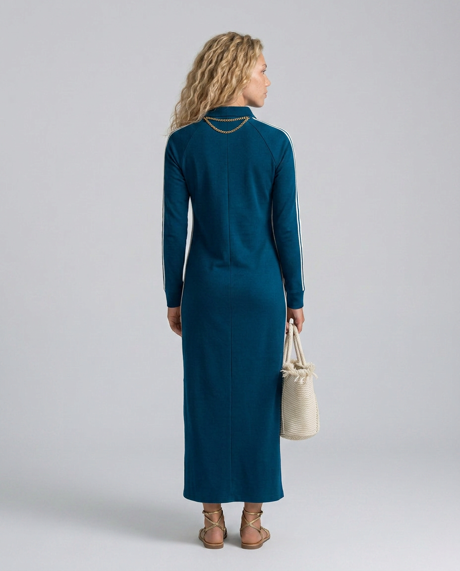 Sallie | Button-Down Maxi Dress with Contrast Trim