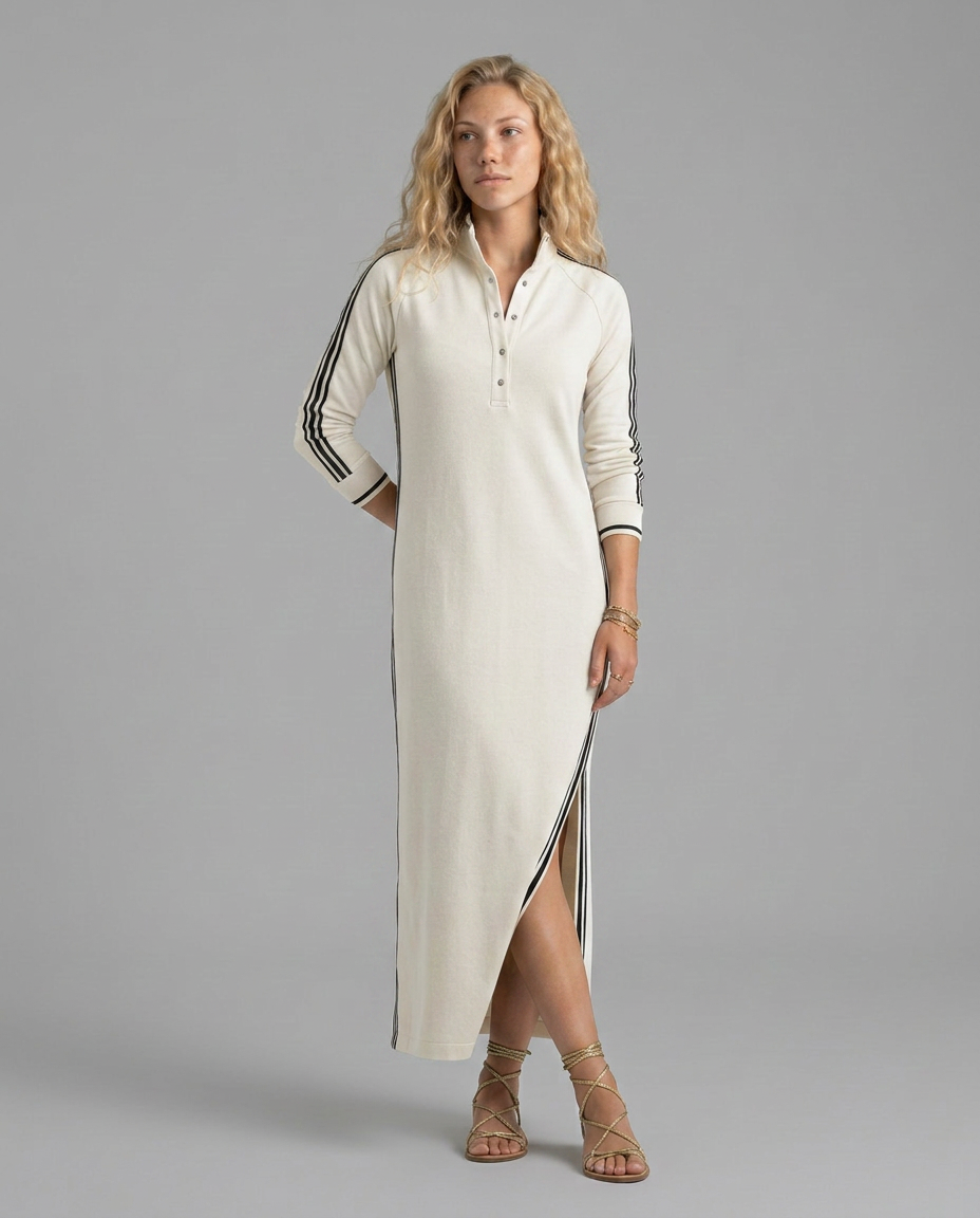 Sallie | Button-Down Maxi Dress with Contrast Trim