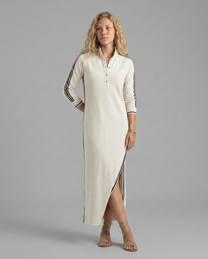 Sallie | Button-Down Maxi Dress with Contrast Trim