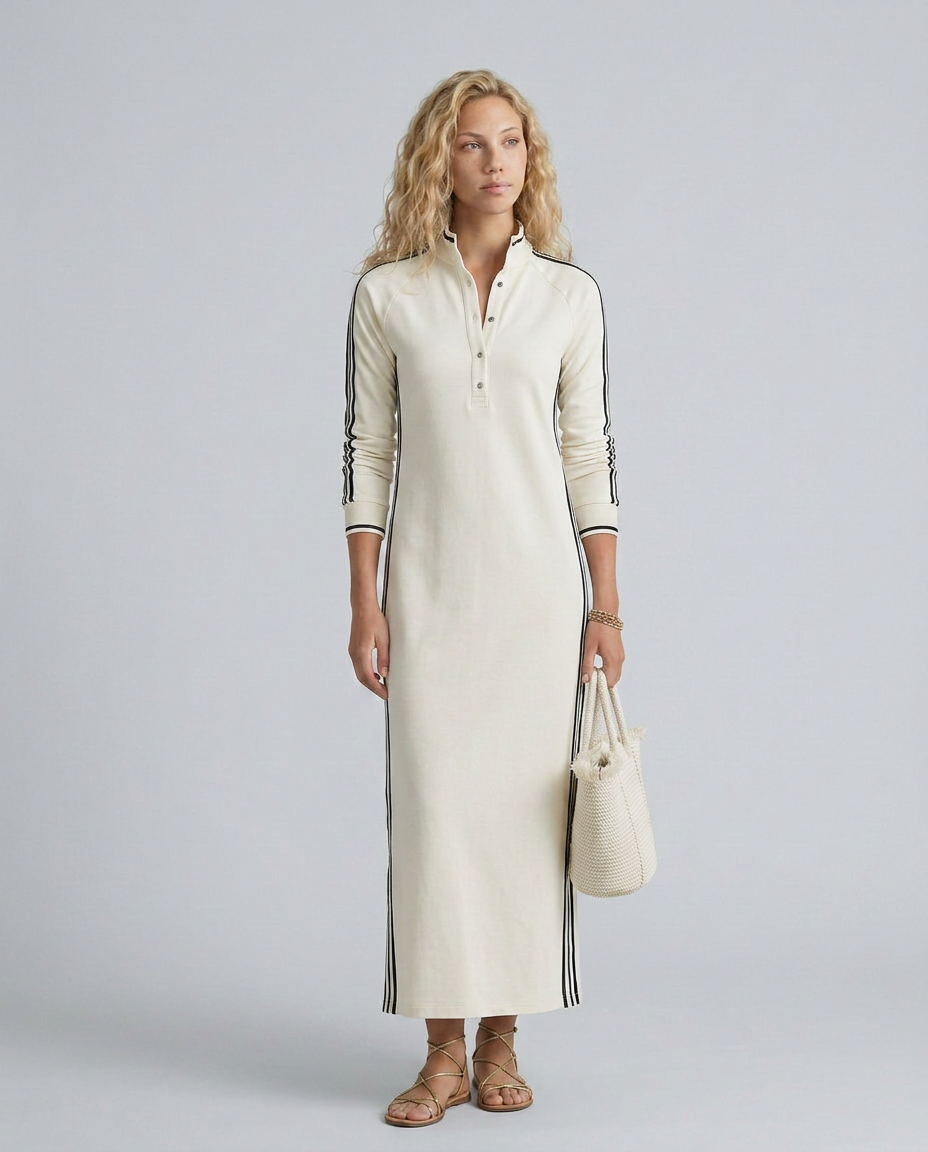 Sallie | Button-Down Maxi Dress with Contrast Trim