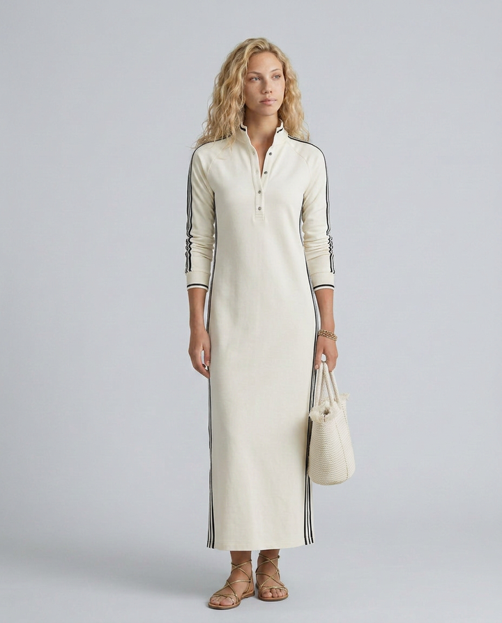 Sallie | Button-Down Maxi Dress with Contrast Trim