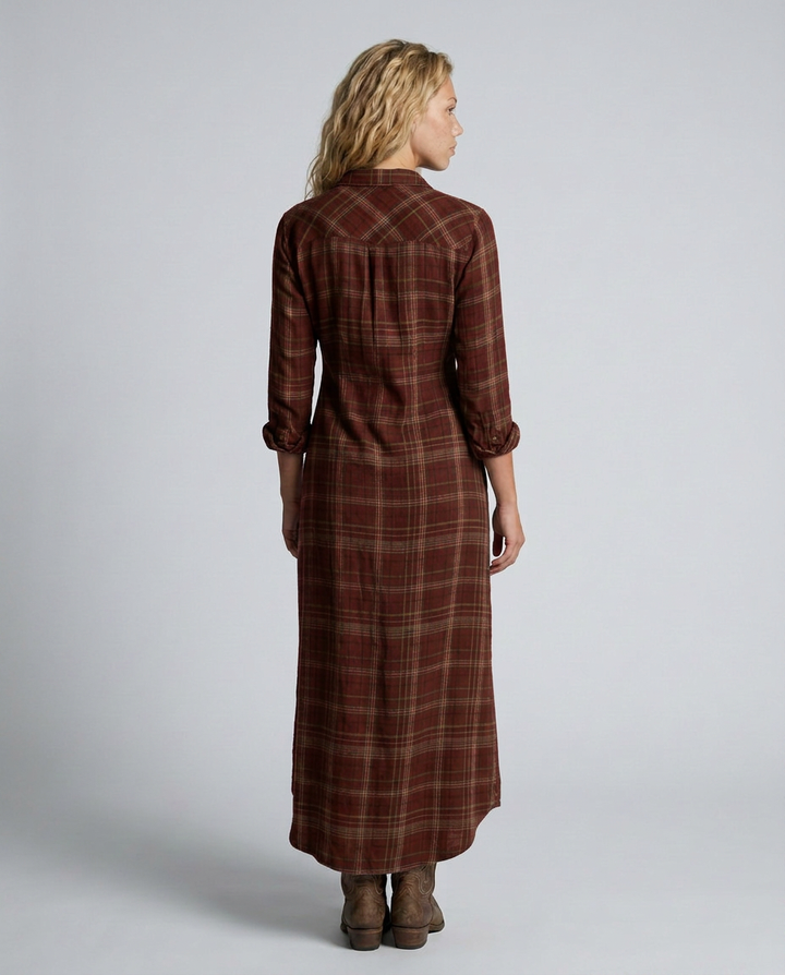 Marta | Plaid Shirt Maxi Dress with Button Front