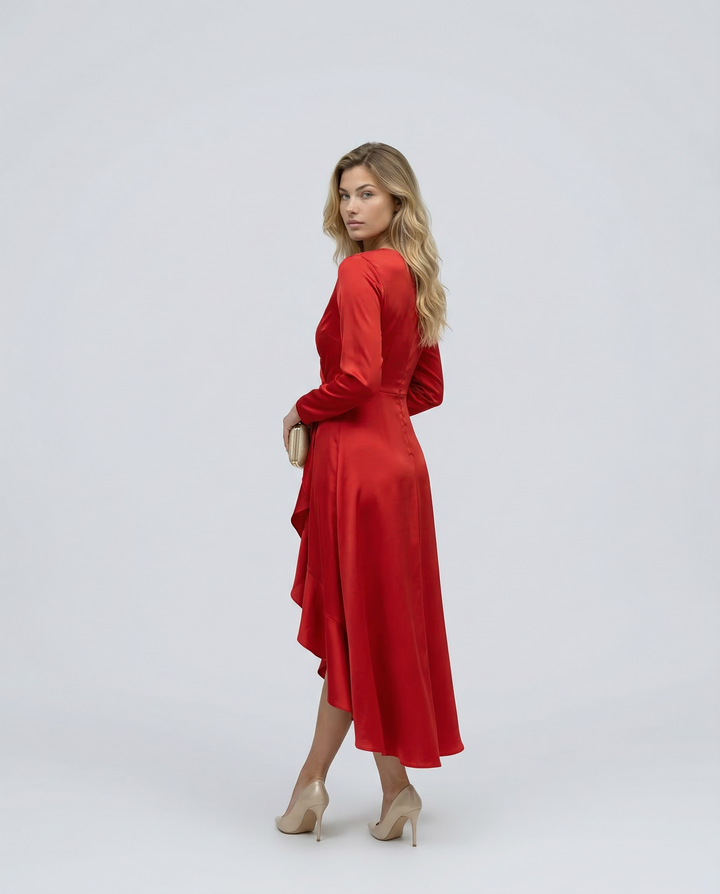 Charlotte | Wrap Midi Dress with Long Sleeves