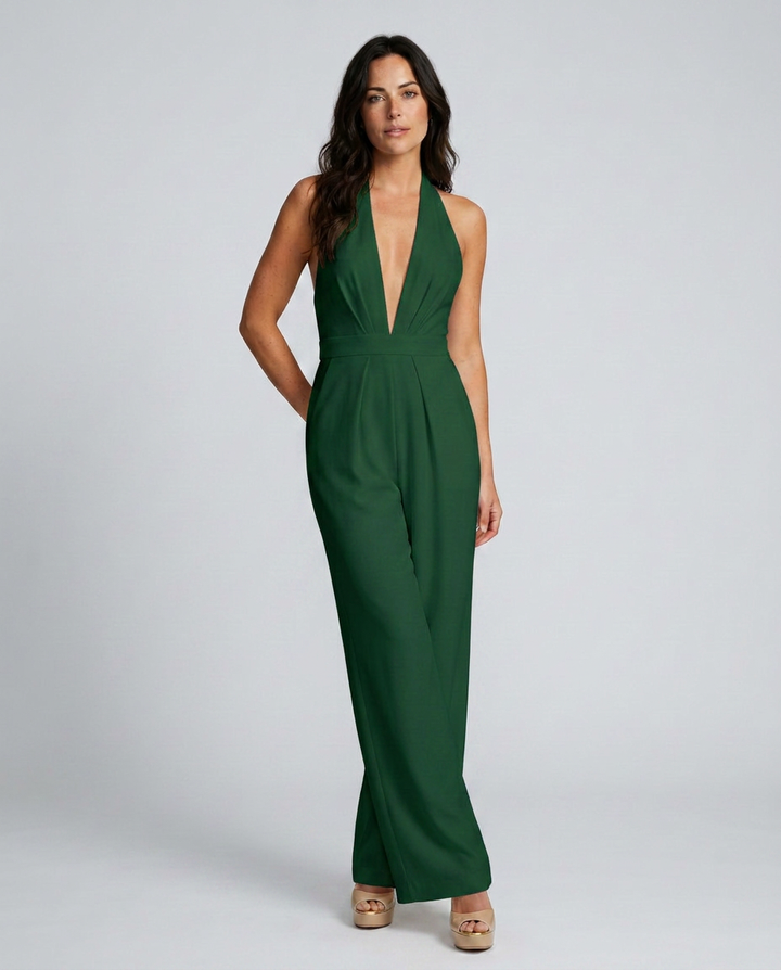 Rebekah | Wide-Leg Jumpsuit with Deep V-Neck
