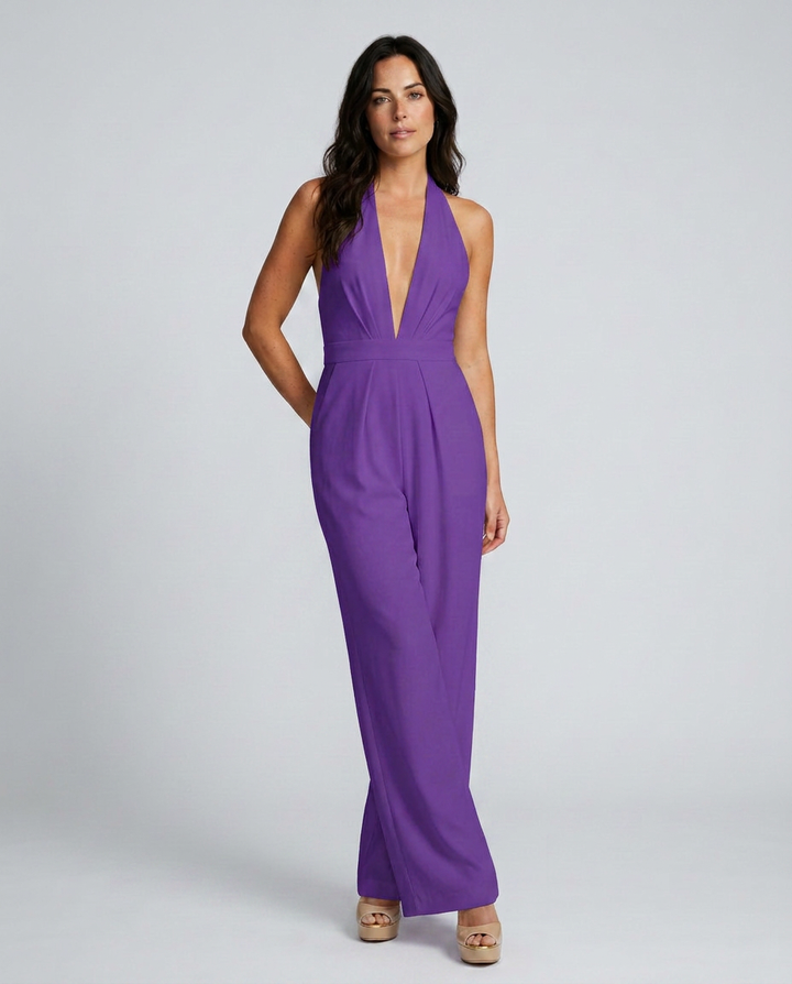Rebekah | Wide-Leg Jumpsuit with Deep V-Neck