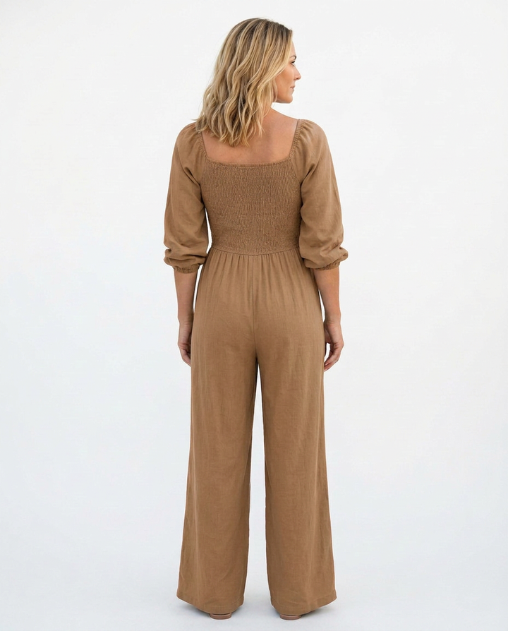 Antonia | Wide-Leg Jumpsuit with Smocked Bodice