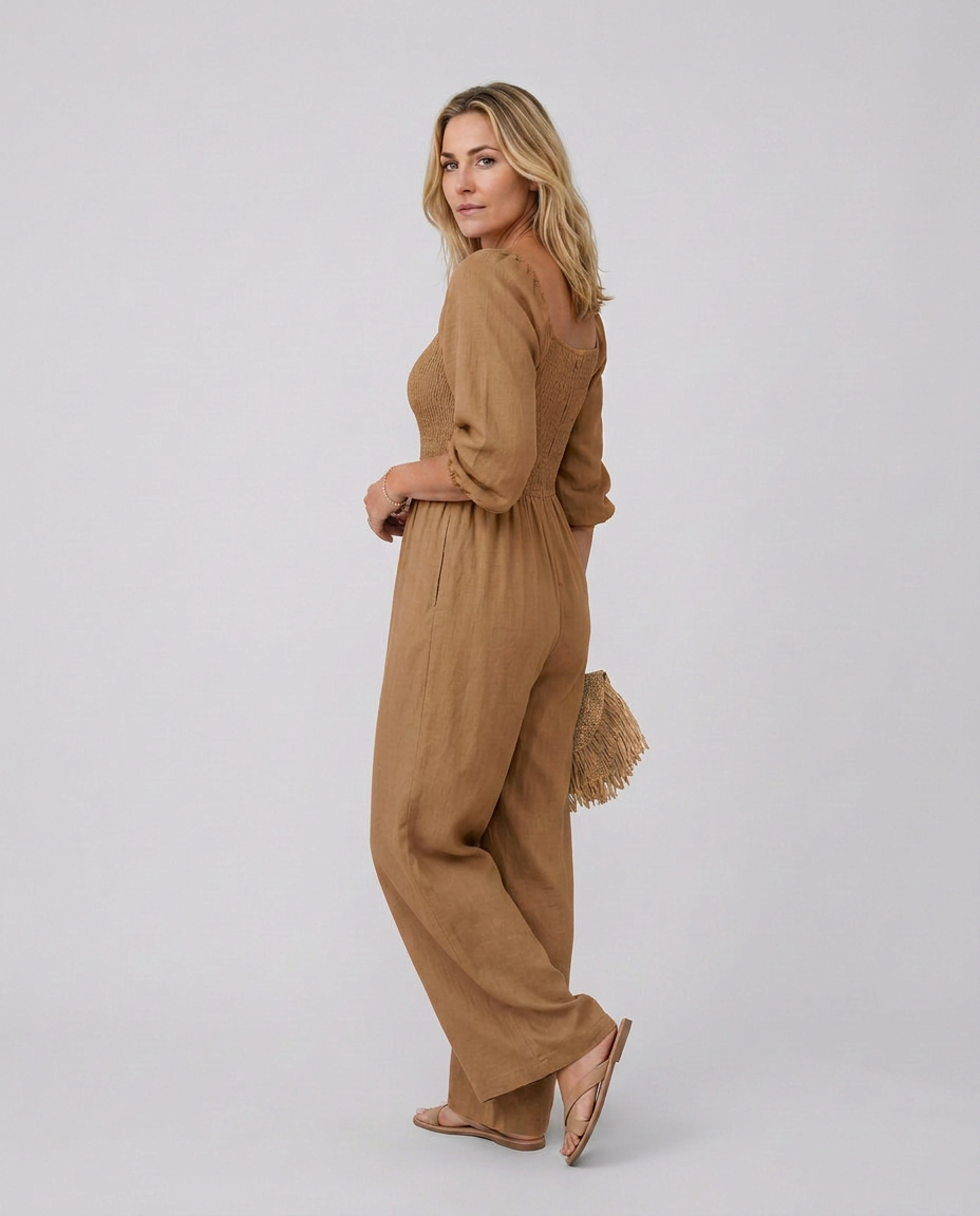 Antonia | Wide-Leg Jumpsuit with Smocked Bodice
