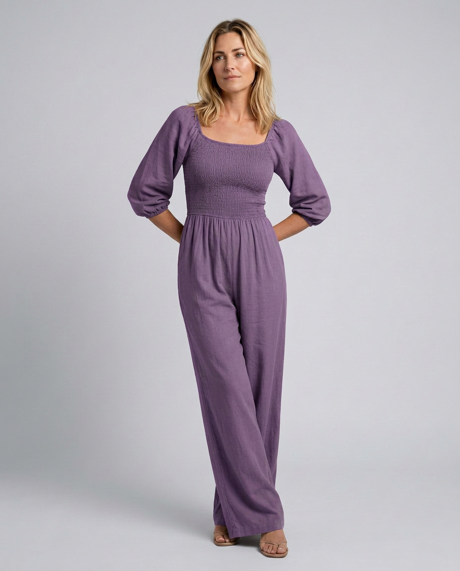 Antonia | Wide-Leg Jumpsuit with Smocked Bodice