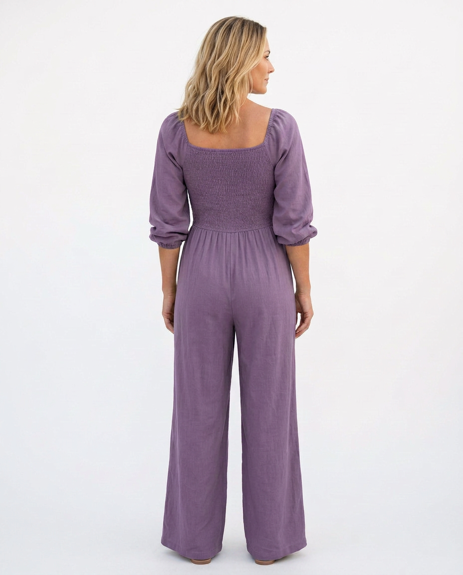 Antonia | Wide-Leg Jumpsuit with Smocked Bodice
