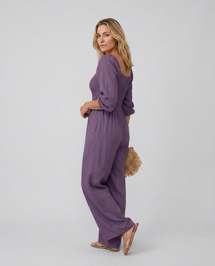 Antonia | Wide-Leg Jumpsuit with Smocked Bodice