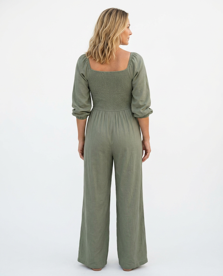 Antonia | Wide-Leg Jumpsuit with Smocked Bodice