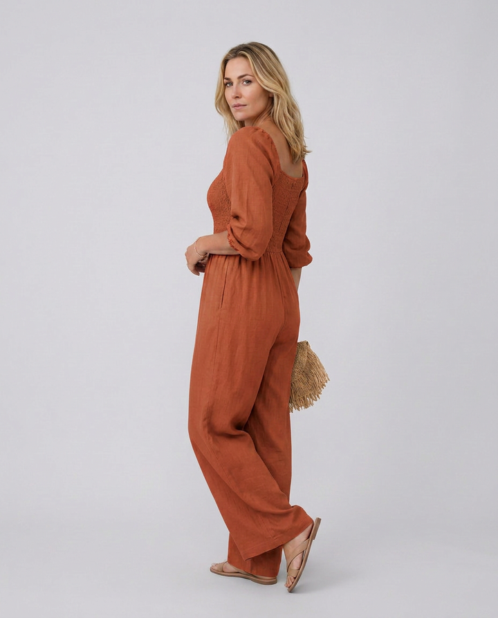 Antonia | Wide-Leg Jumpsuit with Smocked Bodice