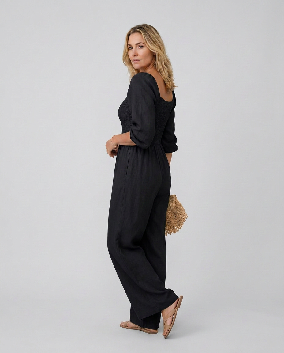 Antonia | Wide-Leg Jumpsuit with Smocked Bodice