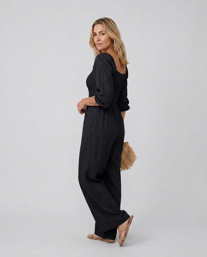 Antonia | Wide-Leg Jumpsuit with Smocked Bodice