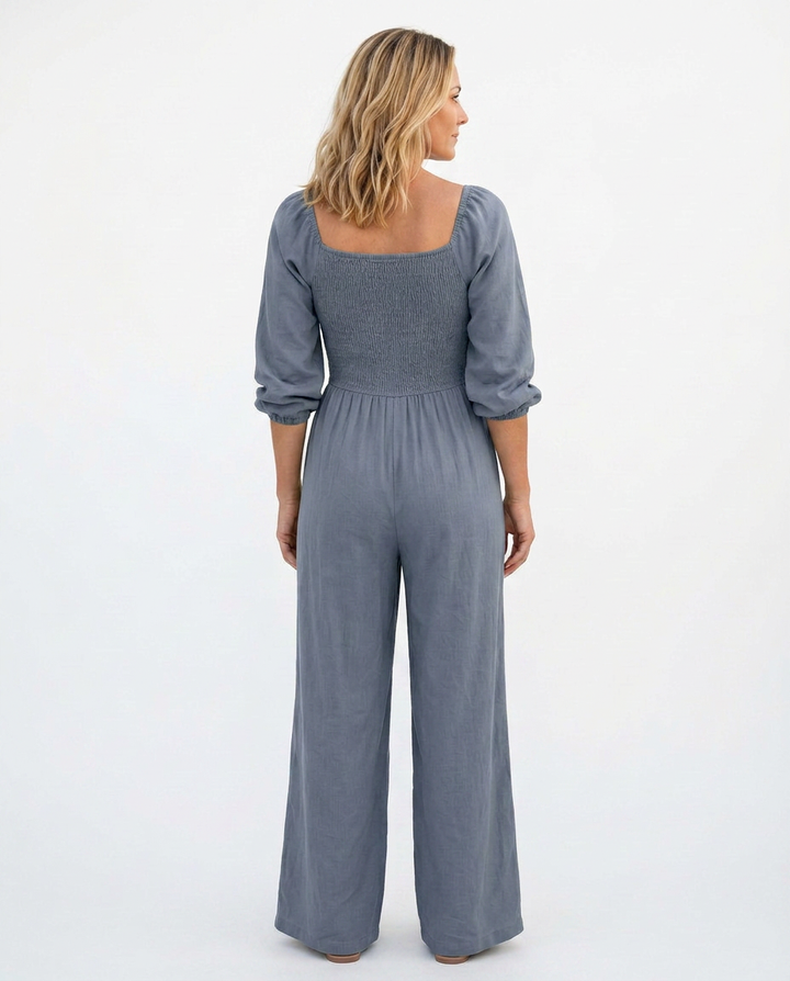 Antonia | Wide-Leg Jumpsuit with Smocked Bodice