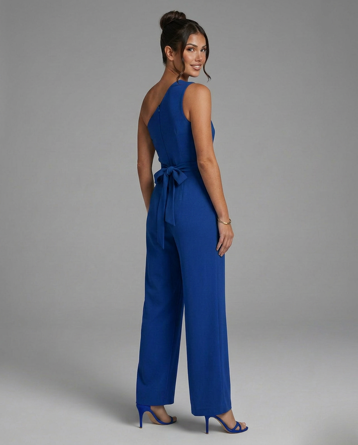 Tara | One-Shoulder Wide-Leg Jumpsuit with Waist Tie