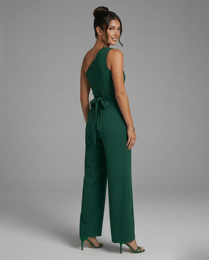 Tara | One-Shoulder Wide-Leg Jumpsuit with Waist Tie