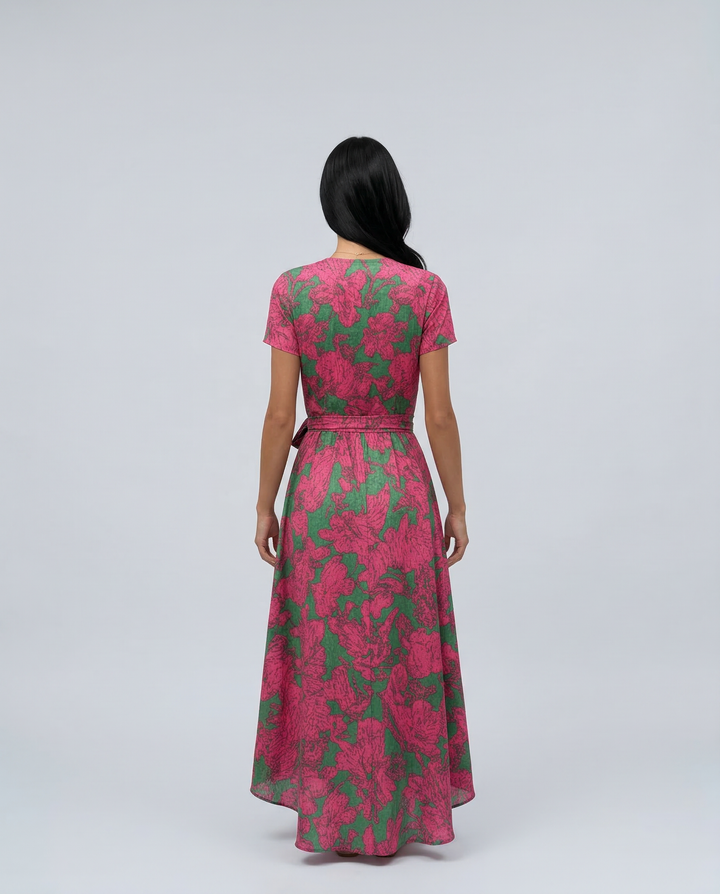 Elowen | Wrap Maxi Dress with Short Sleeves