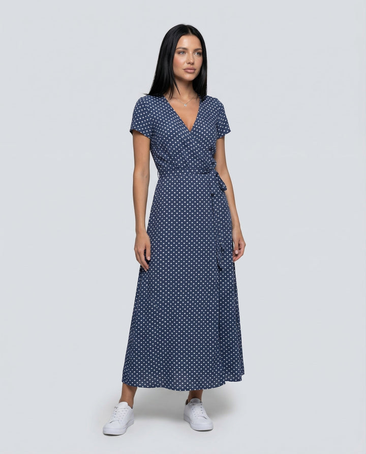 Elowen | Wrap Maxi Dress with Short Sleeves