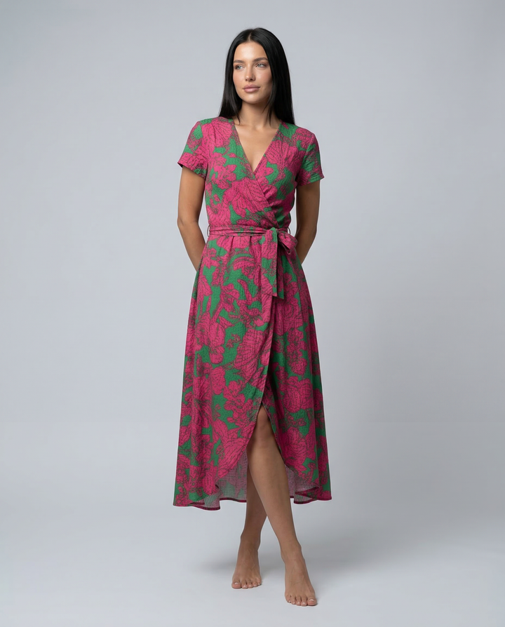 Elowen | Wrap Maxi Dress with Short Sleeves