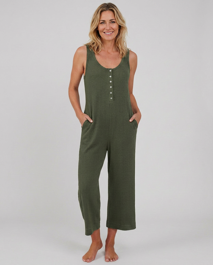 Hilda | Sleeveless Jumpsuit with Button Placket