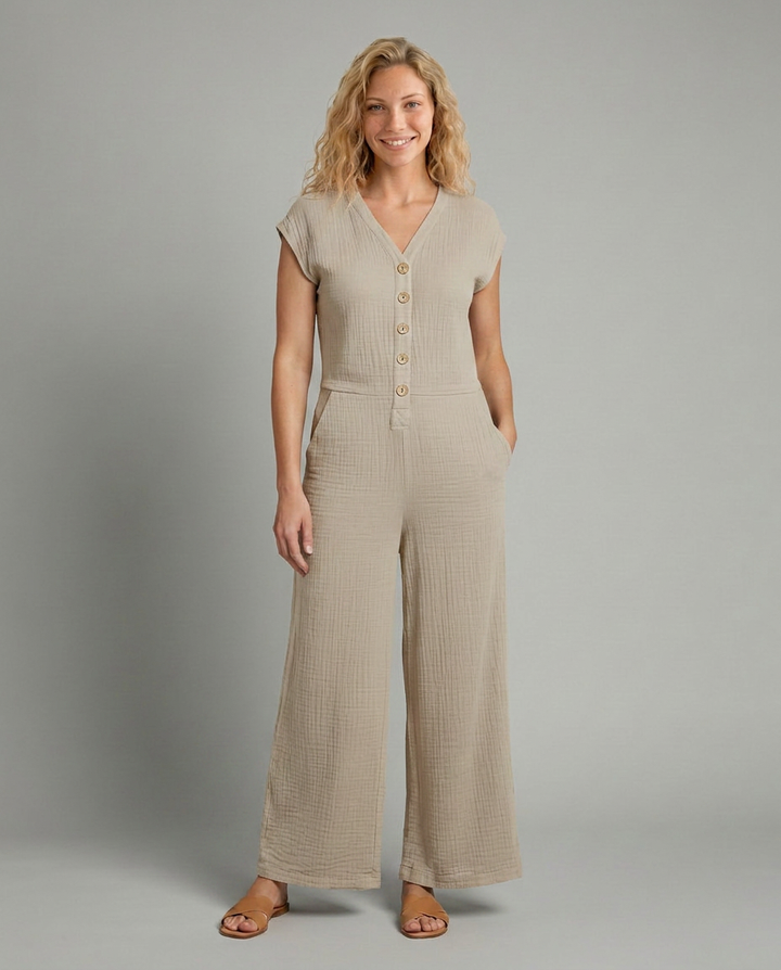 Christi | Wide-Leg Jumpsuit with Button Placket