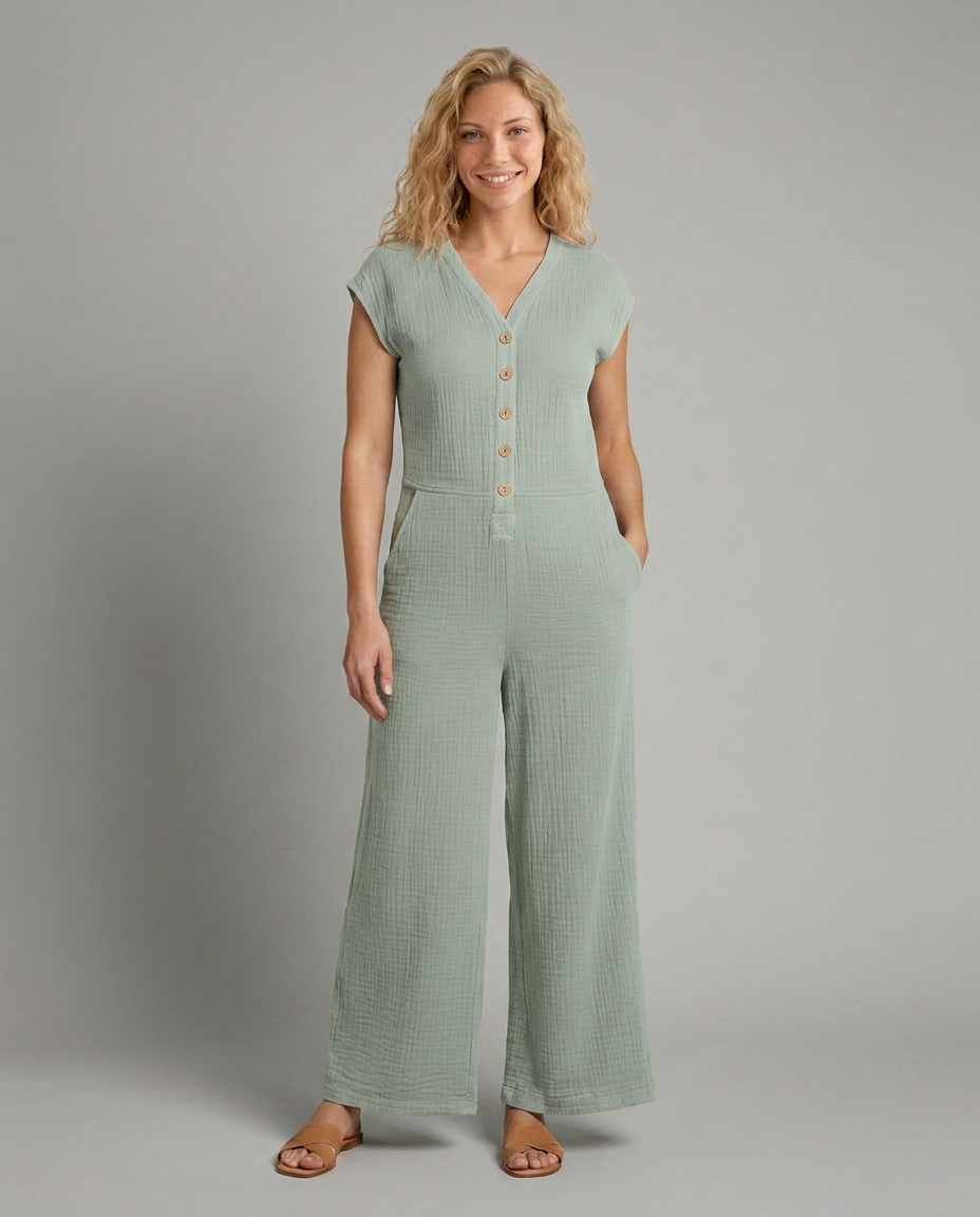 Christi | Wide-Leg Jumpsuit with Button Placket