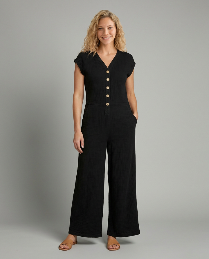 Christi | Wide-Leg Jumpsuit with Button Placket