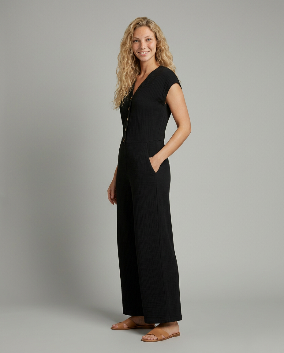 Christi | Wide-Leg Jumpsuit with Button Placket